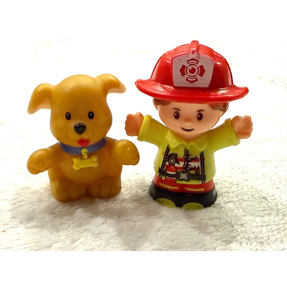 Fisher Price Little People Firefighter and Dog Figures FMN98 Mattel 2003 2019